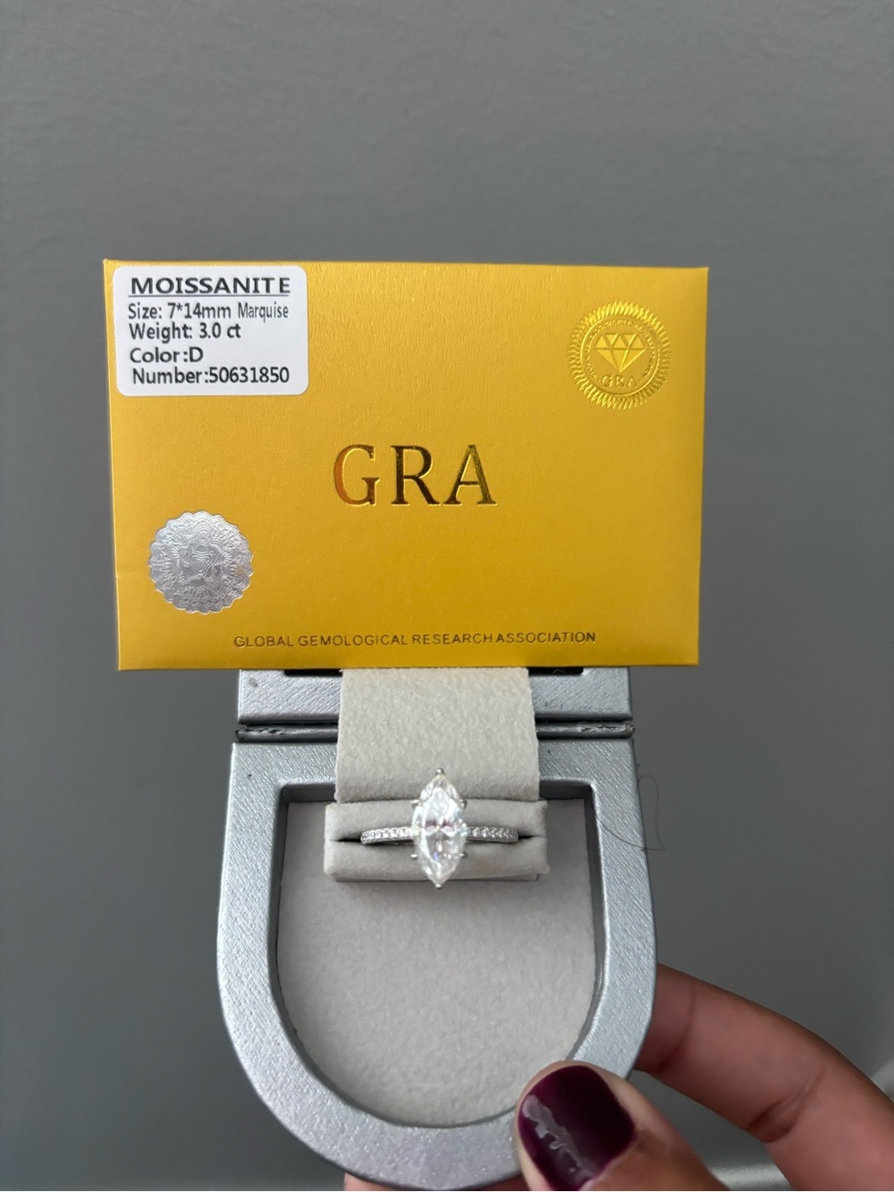 Marquise Moissanite Engagement Ring in White